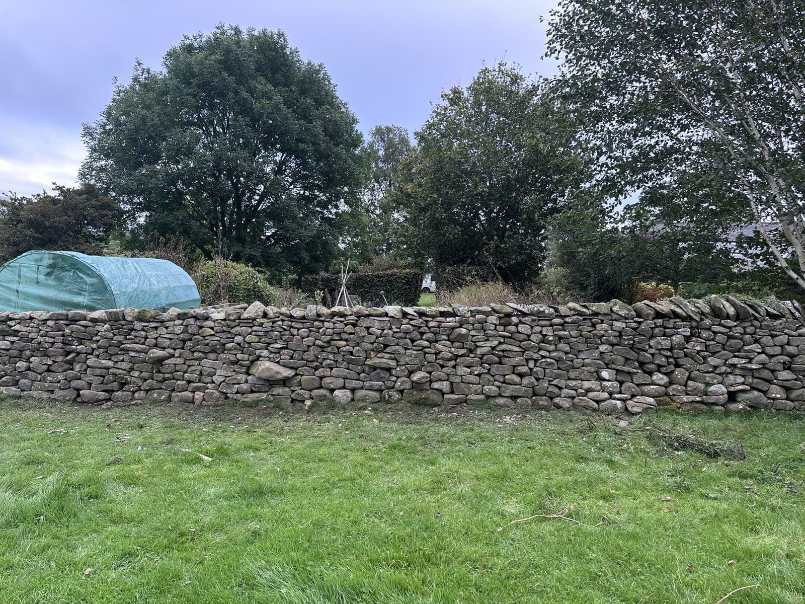 Restored dry stone garden boundary